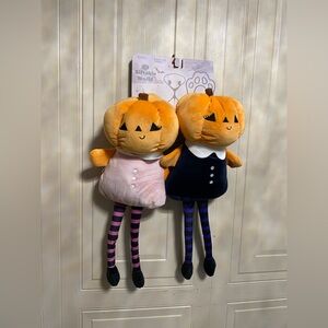 Giftable World Halloween White Set 2 Pumpkin 🎃 18”Dog Toy Clinker & Squeaker Toy